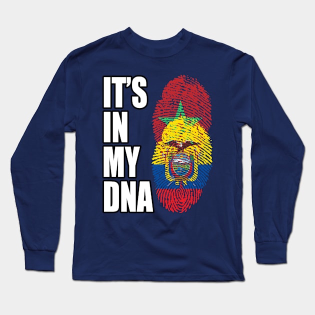 Ecuadorian And Moroccan Mix DNA Flag Heritage Long Sleeve T-Shirt by Just Rep It!!